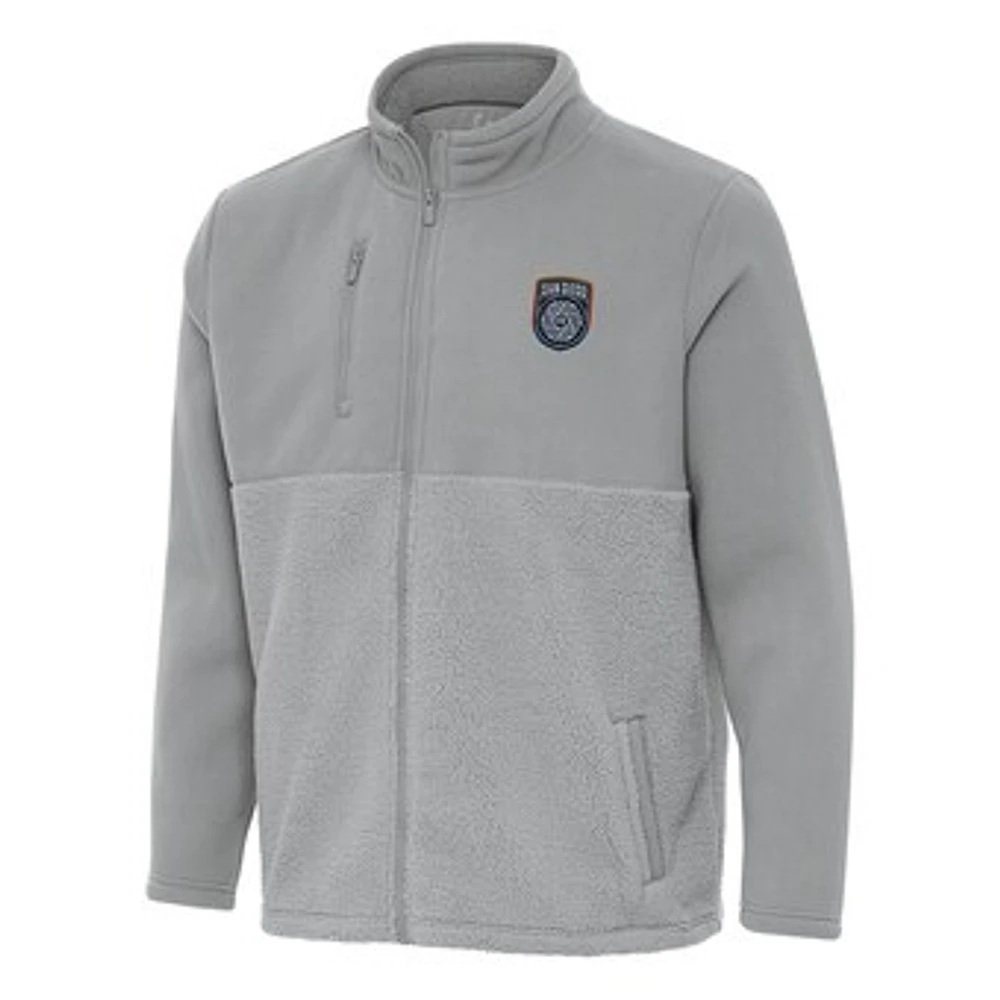 Men's Antigua Gray San Diego FC Daily Fused Full-Zip Jacket