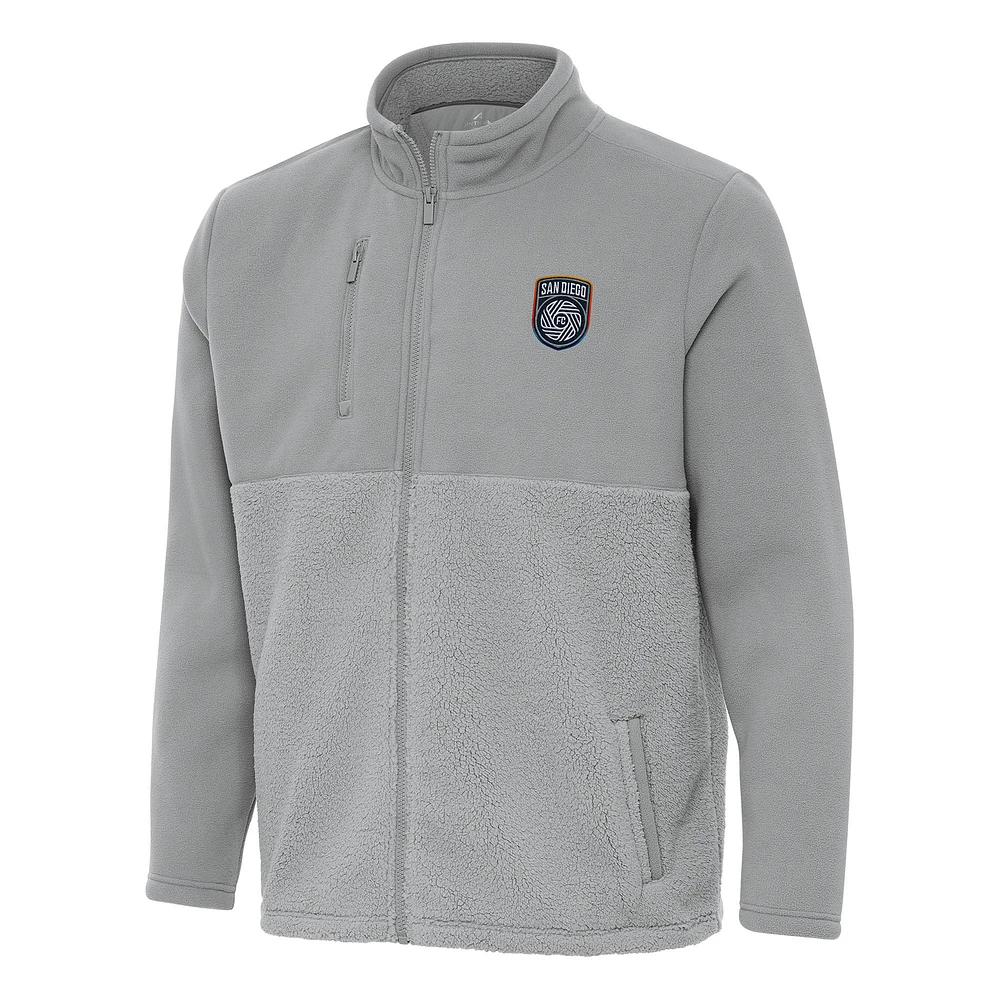 Men's Antigua Gray San Diego FC Daily Fused Full-Zip Jacket