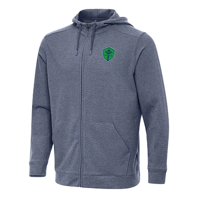 Men's Antigua Heather Navy Seattle Sounders FC Effortless Full-Zip Hoodie