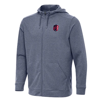 Men's Antigua Heather Navy St. Louis City SC Effortless Full-Zip Hoodie