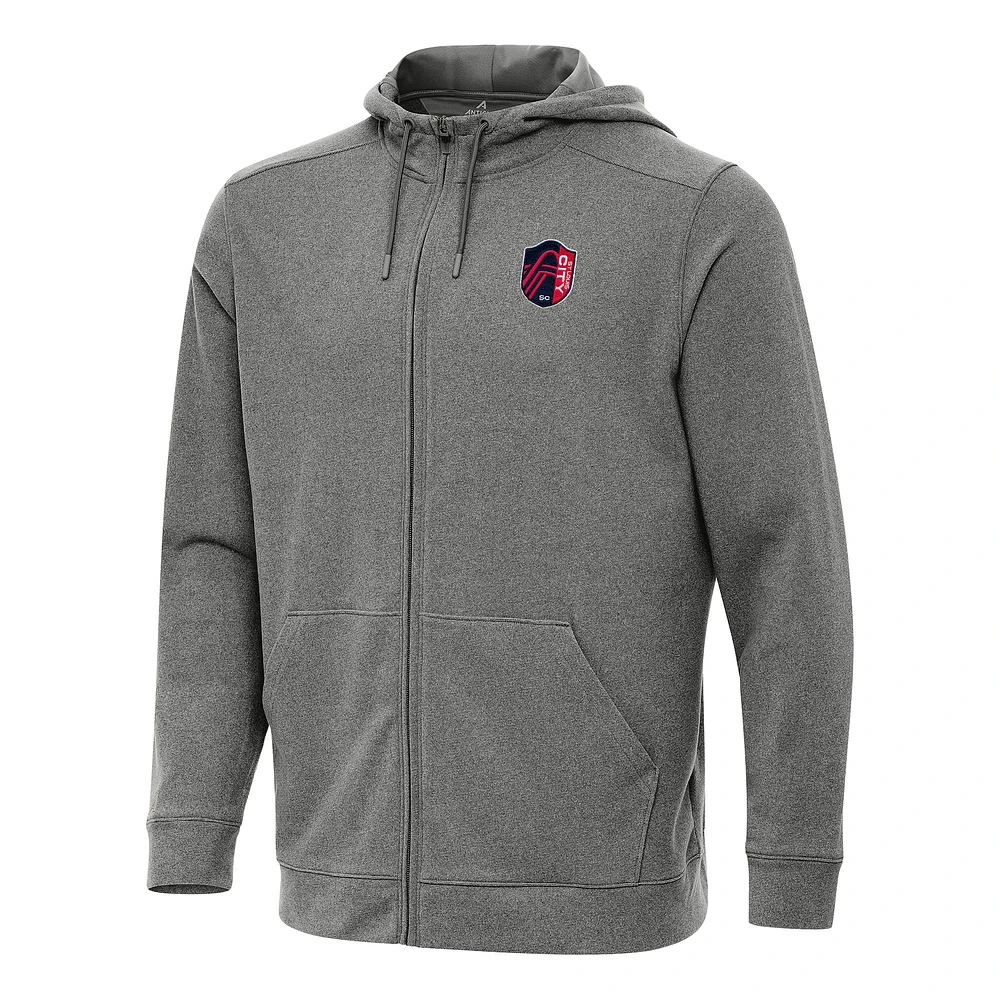 Men's Antigua Heather Black St. Louis City SC Effortless Full-Zip Hoodie