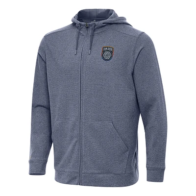 Men's Antigua Heather Navy San Diego FC Effortless Full-Zip Hoodie