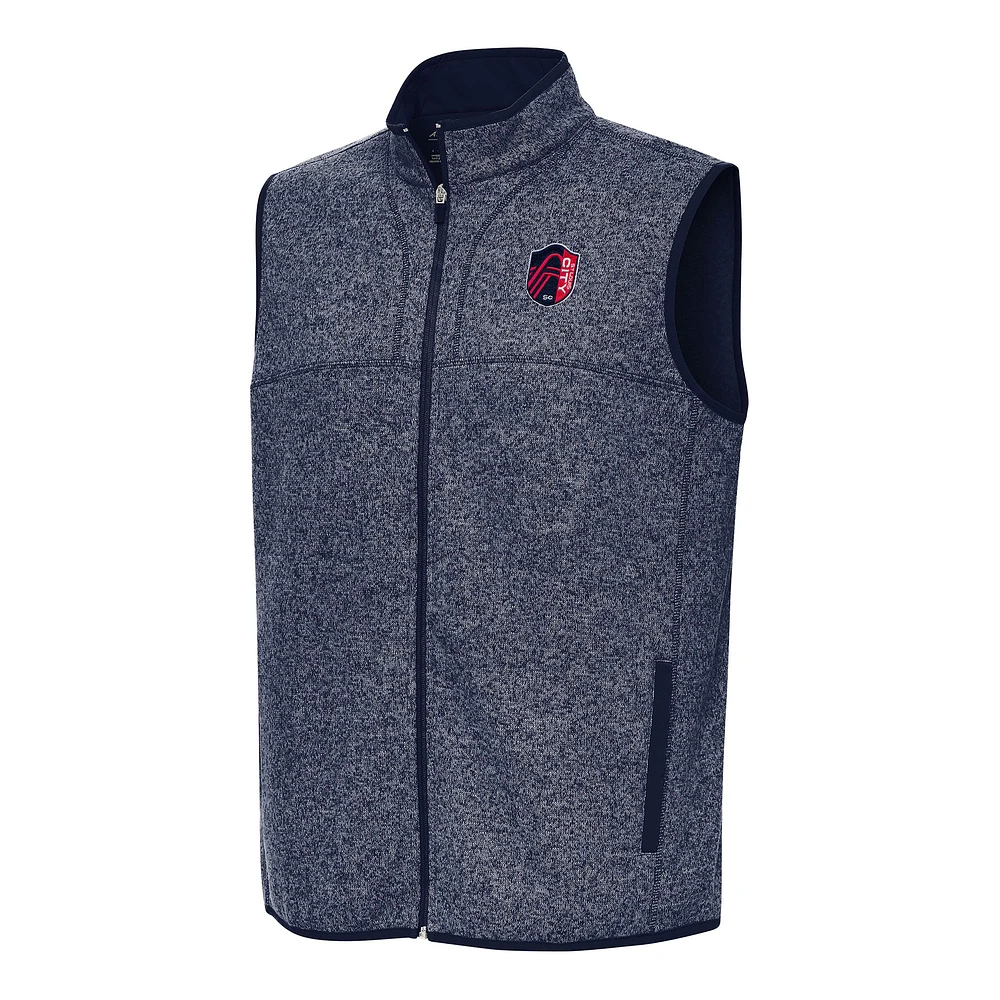 Men's Antigua Heather Navy St. Louis City SC Fortune Full-Zip Vest