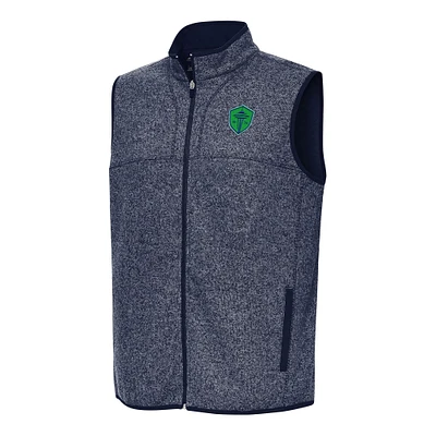 Men's Antigua Heather Navy Seattle Sounders FC Fortune Full-Zip Vest