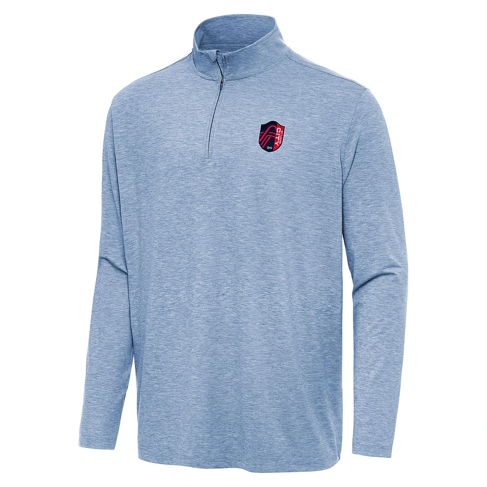 Men's Antigua Heather Blue St. Louis City SC Hunk Quarter-Zip Pullover Top
