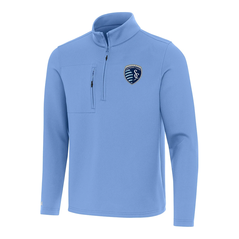 Men's Antigua Sky Blue Sporting Kansas City Insider Quarter-Zip Jacket