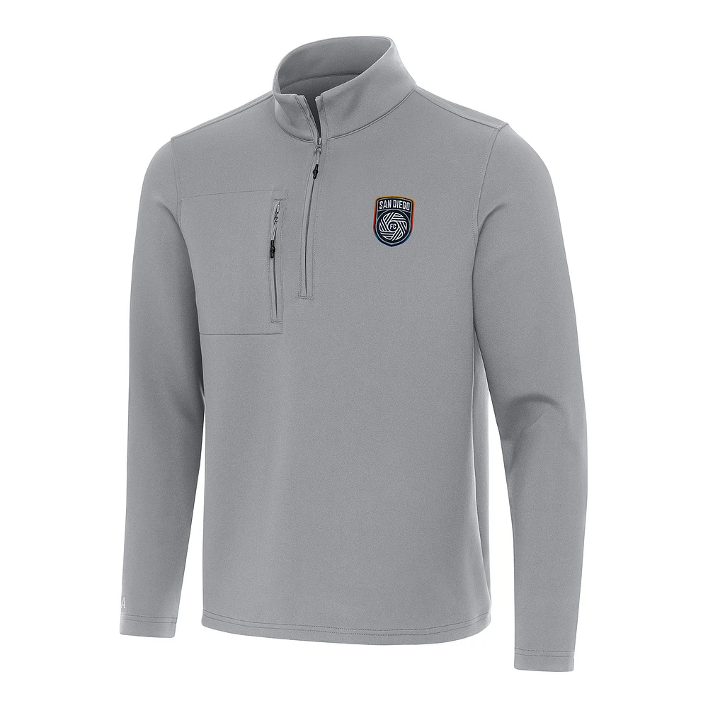 Men's Antigua Gray San Diego FC Insider Quarter-Zip Jacket