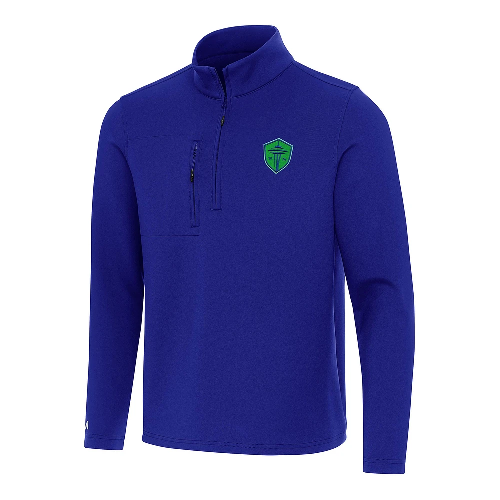 Men's Antigua Blue Seattle Sounders FC Insider Quarter-Zip Jacket