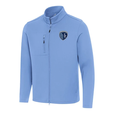 Men's Antigua Sky Blue Sporting Kansas City Objection Full-Zip Jacket