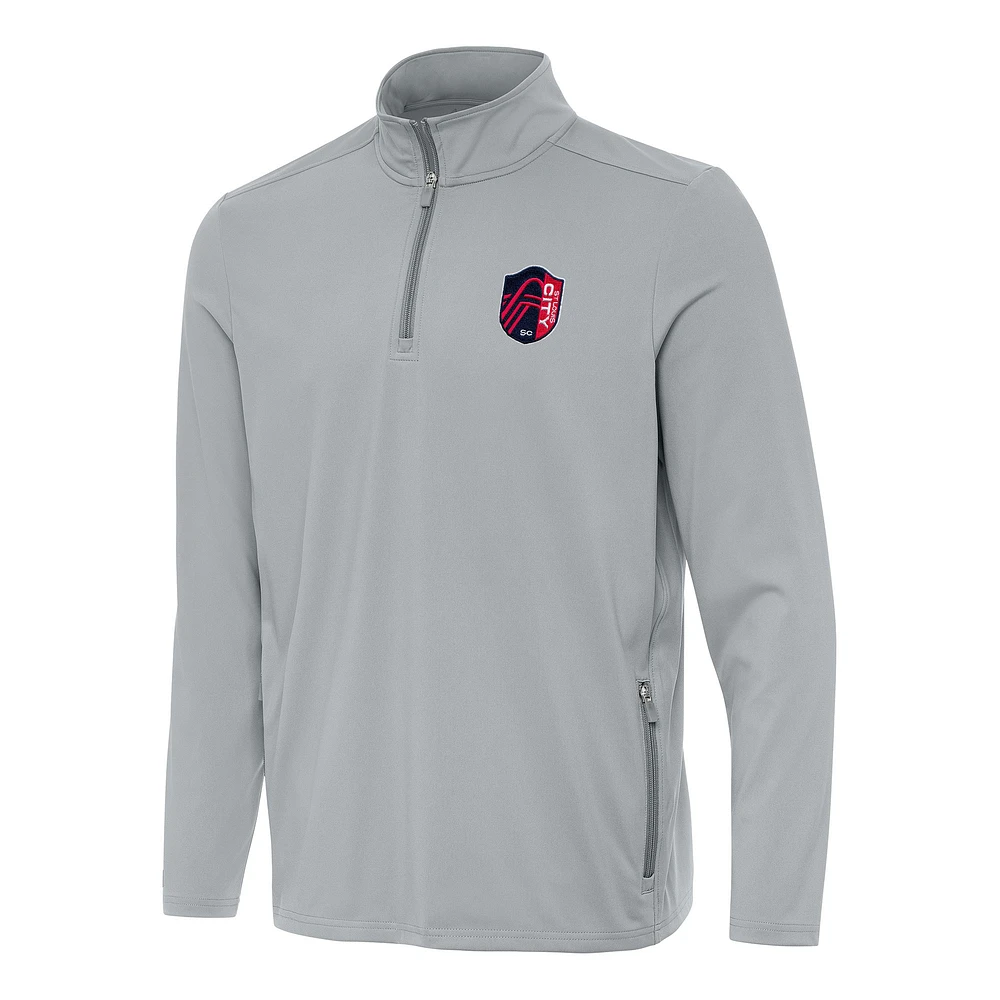 Men's Antigua Gray St. Louis City SC Perilous Quarter-Zip Pullover Top