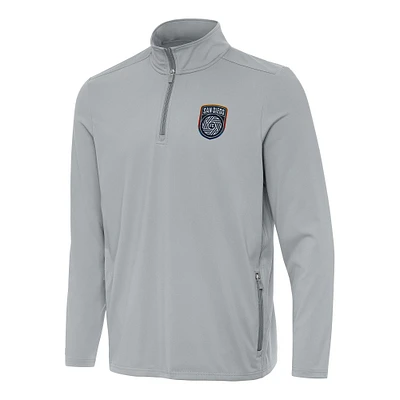 Men's Antigua Gray San Diego FC Perilous Quarter-Zip Pullover Top