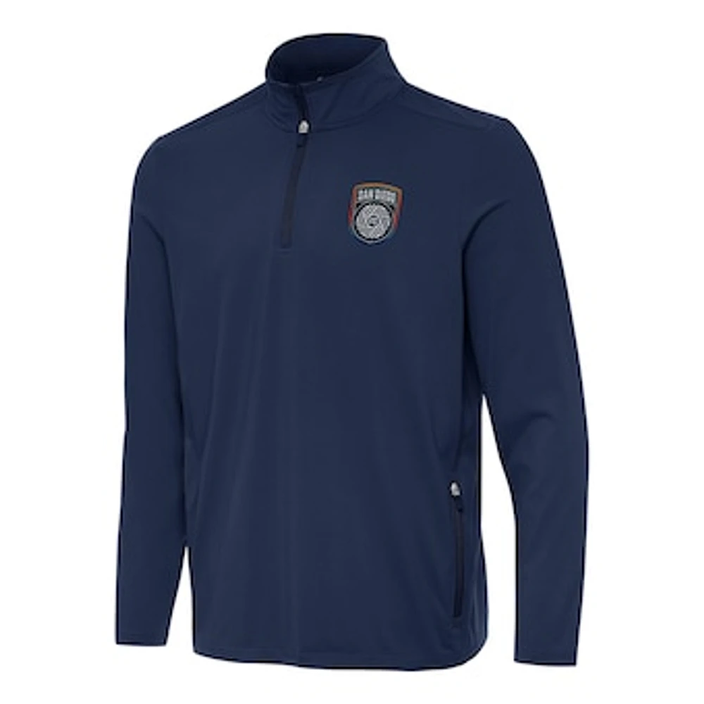 Men's Antigua Navy San Diego FC Perilous Quarter-Zip Pullover Top