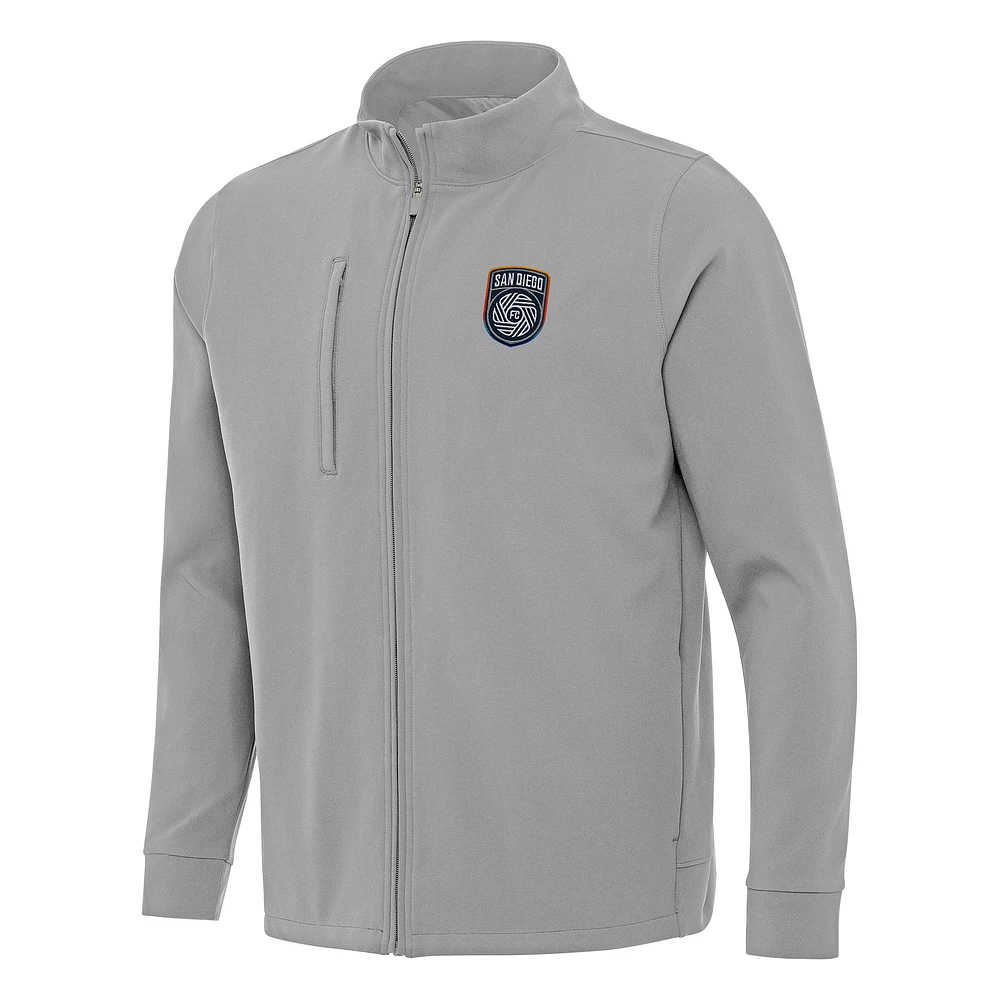 Men's Antigua Gray San Diego FC Regard Full-Zip Jacket
