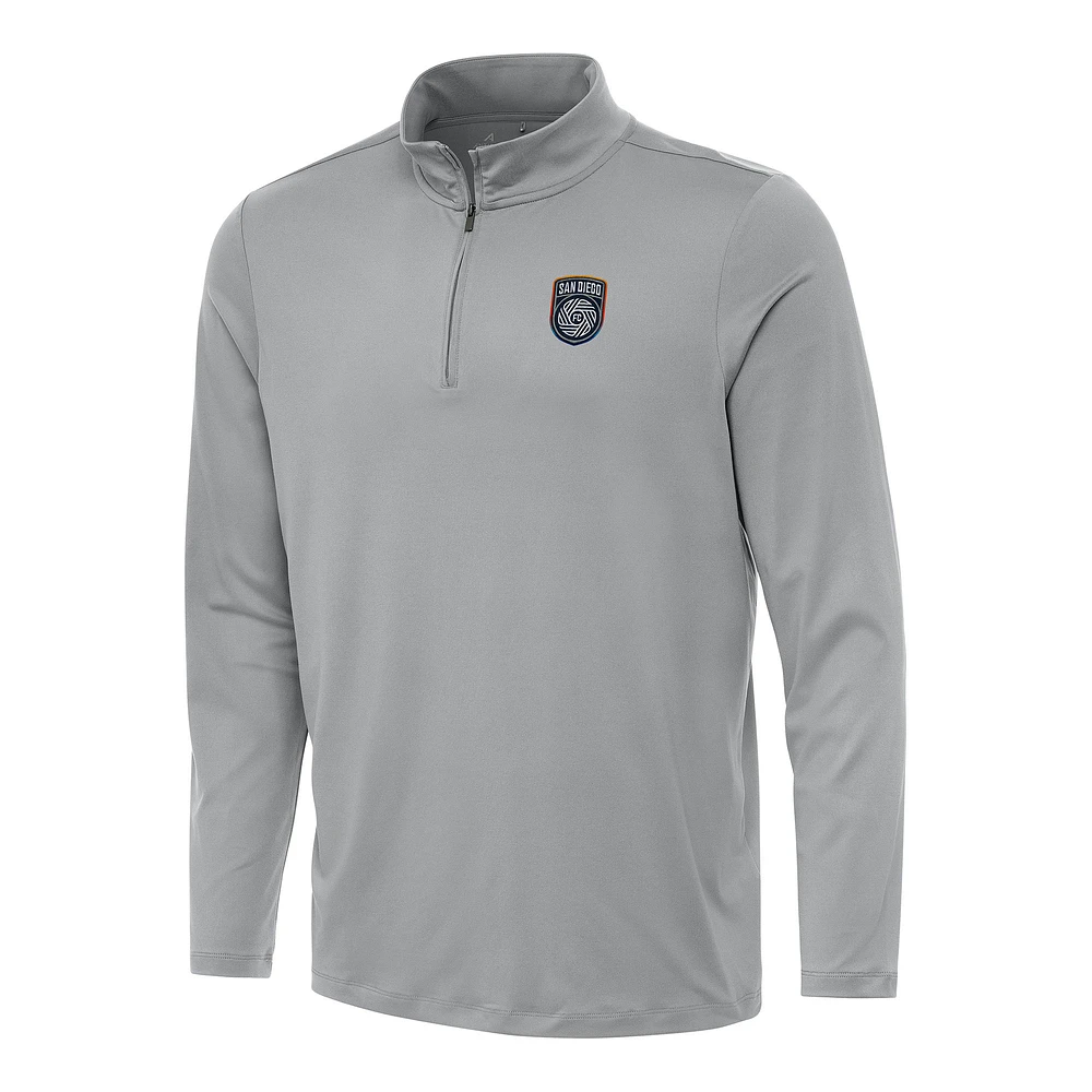 Men's Antigua Gray San Diego FC Reprocess Quarter-Zip Jacket