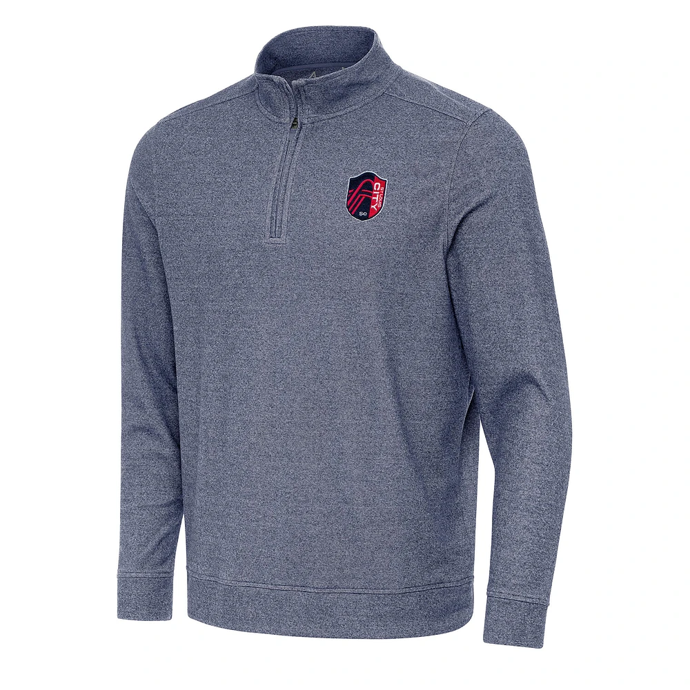 Men's Antigua Heather Navy St. Louis City SC Subtle Quarter-Zip Jacket