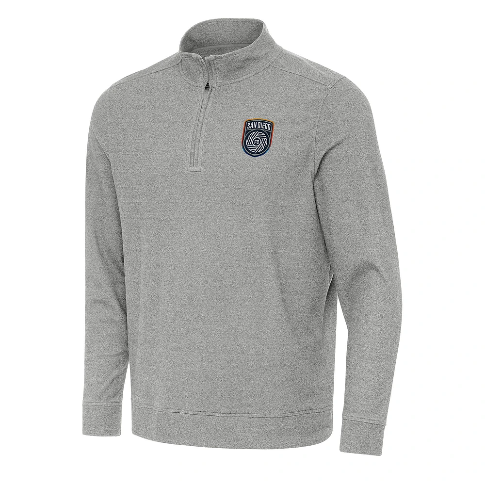 Men's Antigua Heather Gray San Diego FC Subtle Quarter-Zip Jacket