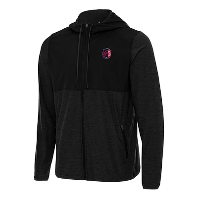 Men's Antigua Black St. Louis City SC Sway Full-Zip Hoodie