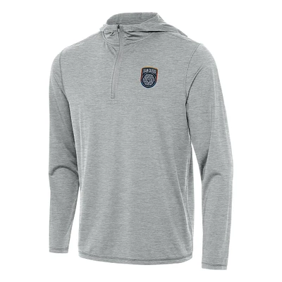 Men's Antigua Heather Gray San Diego FC Tidy Quarter-Zip Hoodie