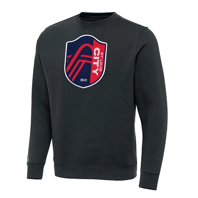 Men's Antigua Charcoal St. Louis City SC Team Crest Victory Pullover Sweatshirt