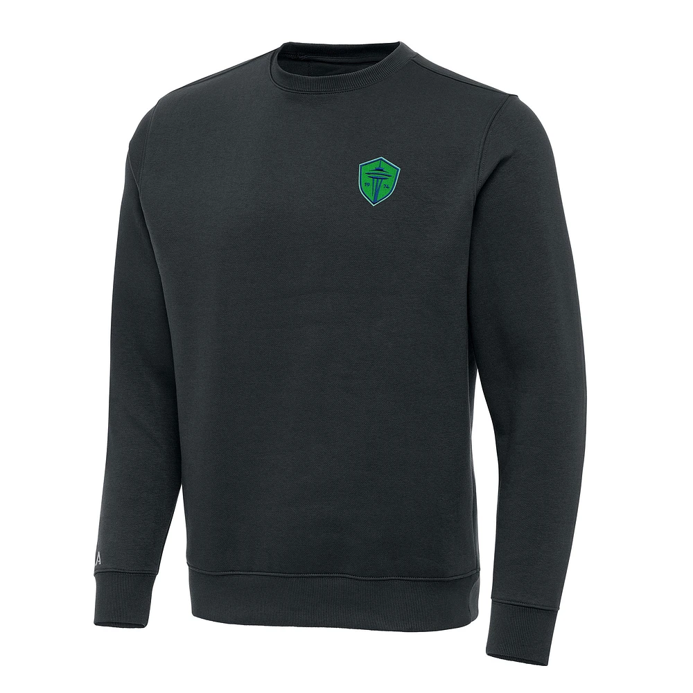 Men's Antigua Charcoal Seattle Sounders FC Victory Pullover Sweatshirt