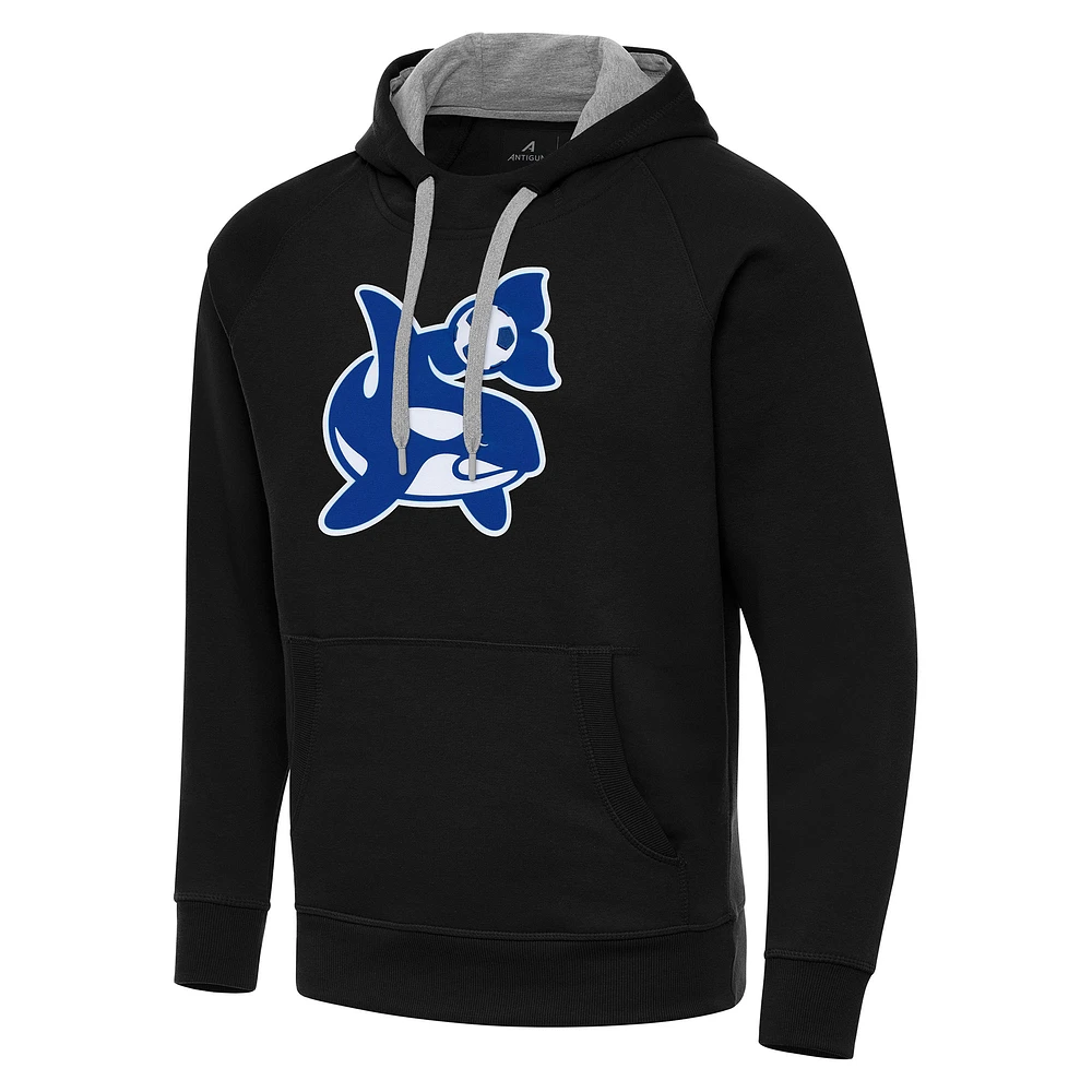 Men's Antigua Black Seattle Sounders FC Big & Tall Team Crest Victory Raglan Pullover Hoodie