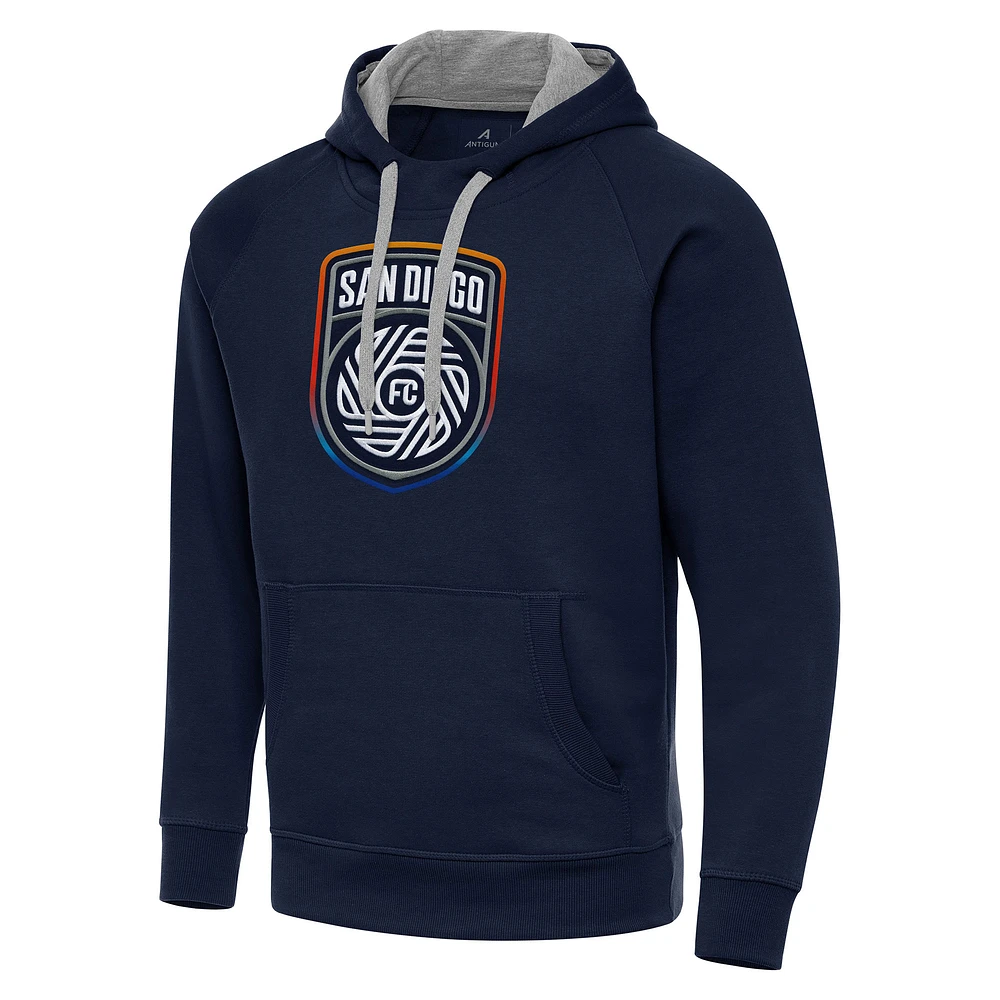 Men's Antigua Navy San Diego FC Big & Tall Team Crest Victory Raglan Pullover Hoodie