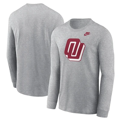 Men's Nike Heather Gray Oklahoma Sooners Alternate Logo Long Sleeve T-Shirt