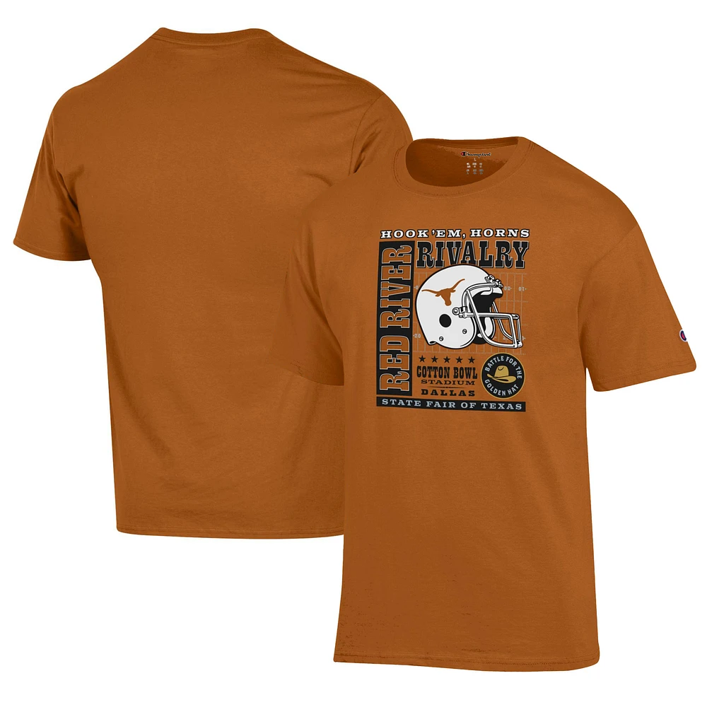 Men's Champion Texas Orange Longhorns Red River Rivalry Slogan T-Shirt