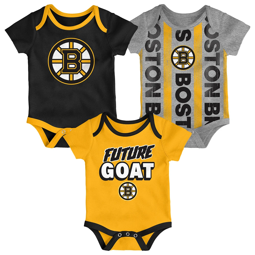 Infant Boston Bruins Loyal Buddies Three-Pack Bodysuit Set