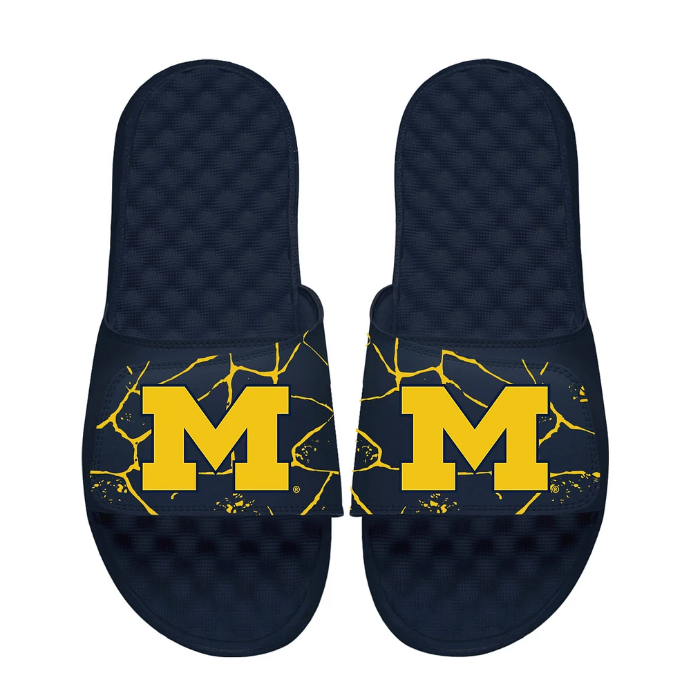 Unisex ISlide Navy Michigan Wolverines Shattered Slide Sandals
