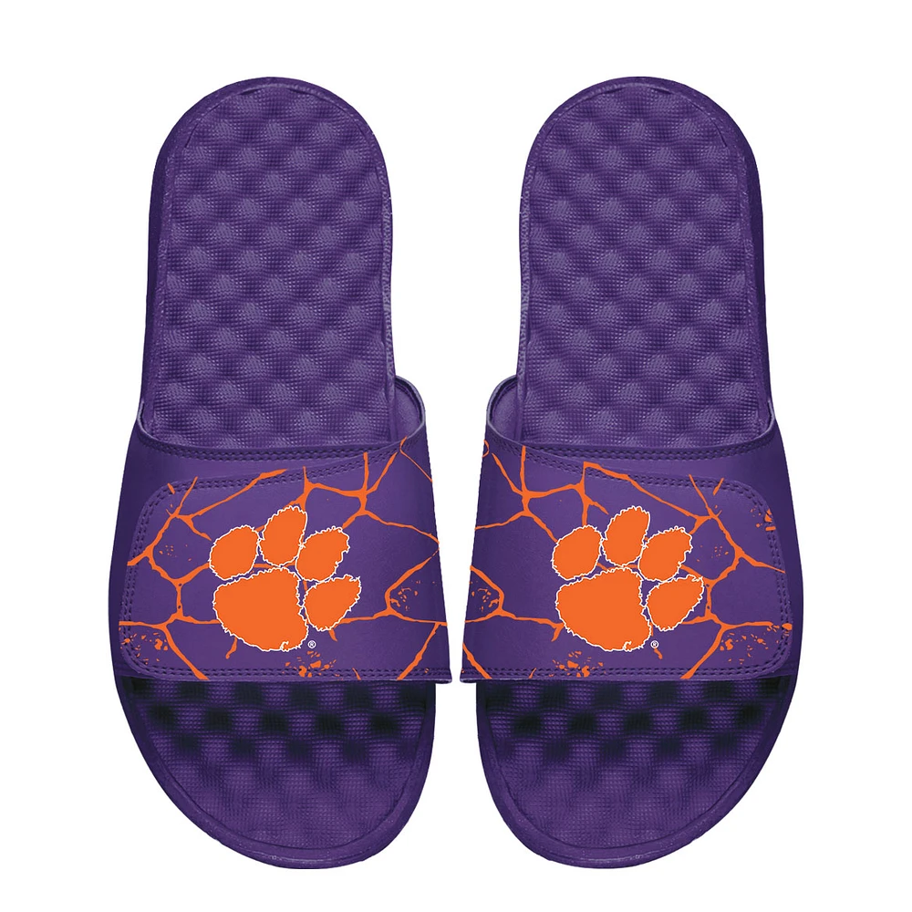Unisex ISlide Purple Clemson Tigers Shattered Slide Sandals