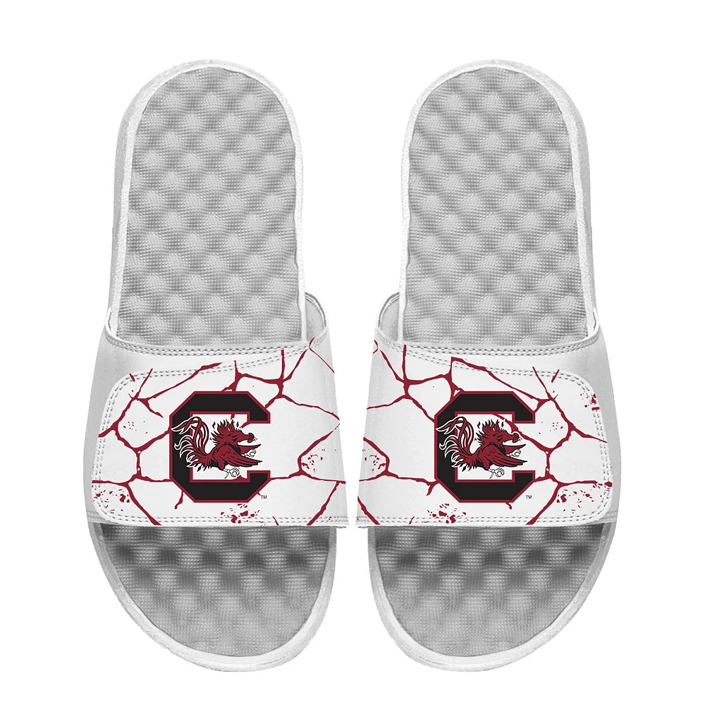 Unisex ISlide White South Carolina Gamecocks Shattered Slide Sandals