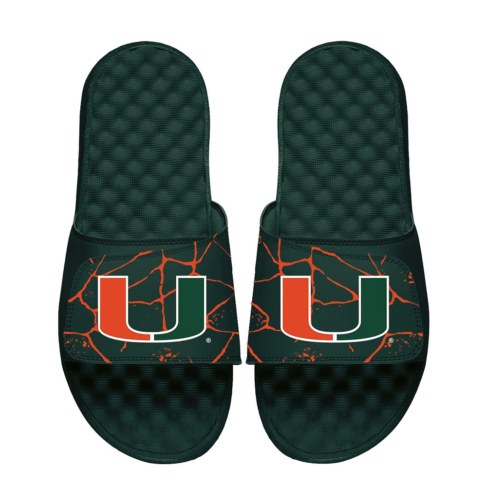 Unisex ISlide Green Miami Hurricanes Shattered Slide Sandals