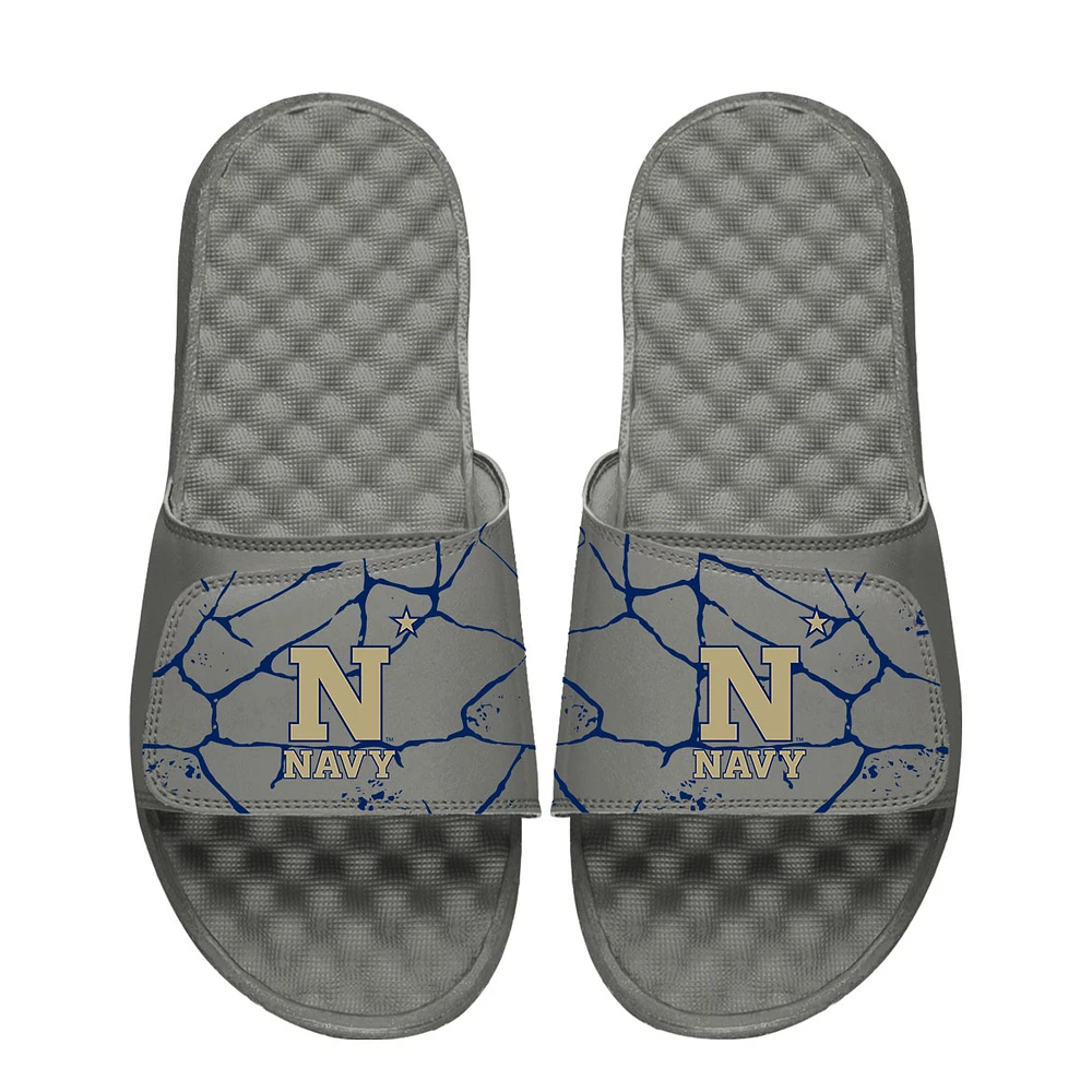 Unisex ISlide Gray Navy Midshipmen Shattered Slide Sandals