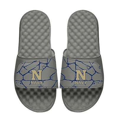 Unisex ISlide Gray Navy Midshipmen Shattered Slide Sandals