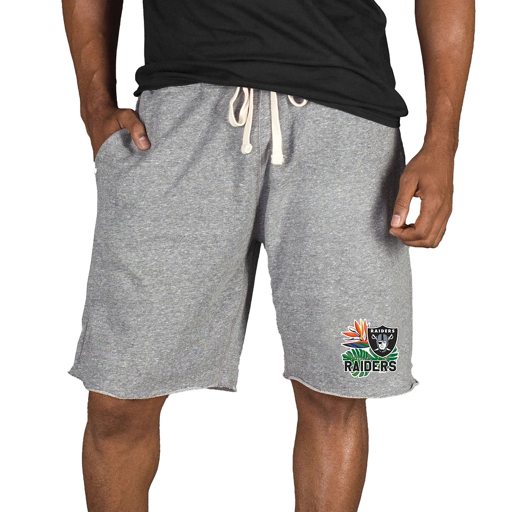 Men's Concepts Sport Gray Las Vegas Raiders Mainstream Tri-Blend Shorts