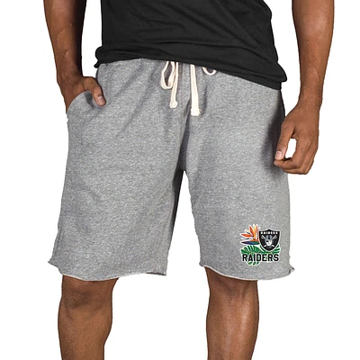 Men's Concepts Sport Gray Las Vegas Raiders Mainstream Tri-Blend Shorts