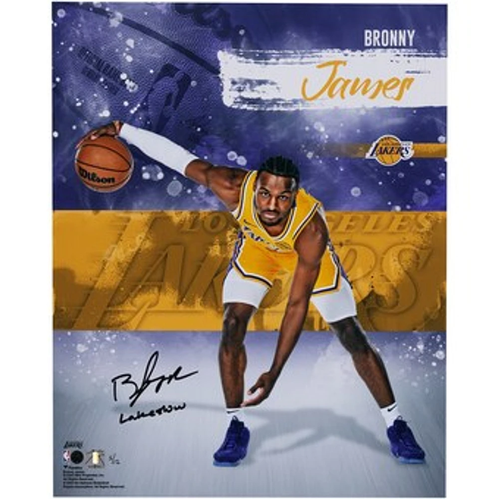 Bronny James Los Angeles Lakers Autographed 16" x 20" Stylized Photograph with "Lakeshow" Inscription - Limited Edition of 12