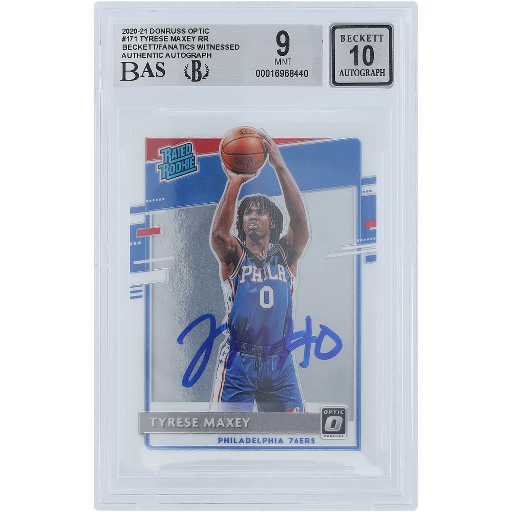 Tyrese Maxey Philadelphia 76ers Autographed 2020-21 Panini Donurss Optic #171 Beckett Fanatics Witnessed Authenticated 9/10 Rookie Card