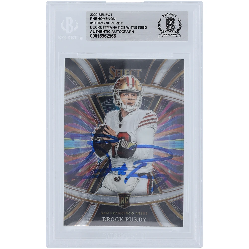 Brock Purdy San Francisco 49ers Autographed 2022 Panini Select Phenomenon #PHE-18 Beckett Fanatics Witnessed Authenticated Rookie Card