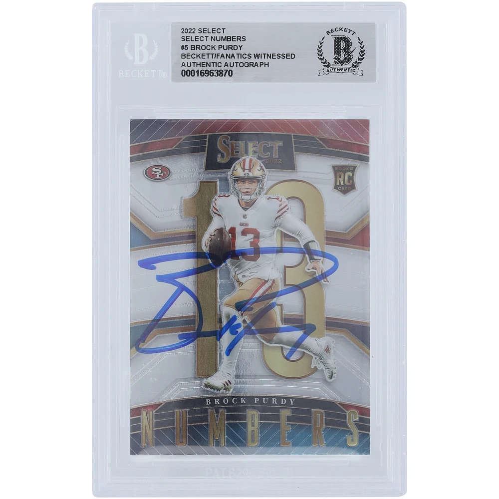 Brock Purdy San Francisco 49ers Autographed 2022 Panini Select Numbers #SN-5 Beckett Fanatics Witnessed Authenticated Rookie Card