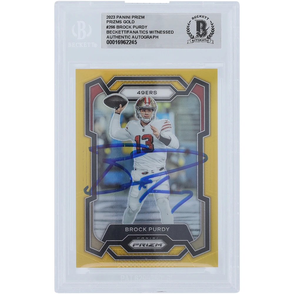 Brock Purdy San Francisco 49ers Autographed 2023 Panini Prizm Gold Prizm #266 #8/10 Beckett Fanatics Witnessed Authenticated Card