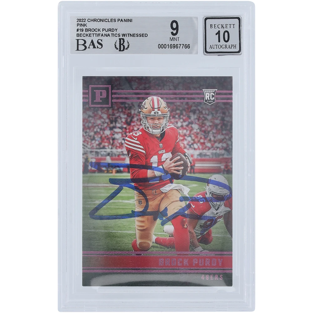Brock Purdy San Francisco 49ers Autographed 2022 Panini Chronicles #PA-19 Beckett Fanatics Witnessed Authenticated / Rookie Card