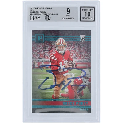 Brock Purdy San Francisco 49ers Autographed 2022 Panini Chronicles Teal #PA-19 Beckett Fanatics Witnessed Authenticated 9/10 Rookie Card