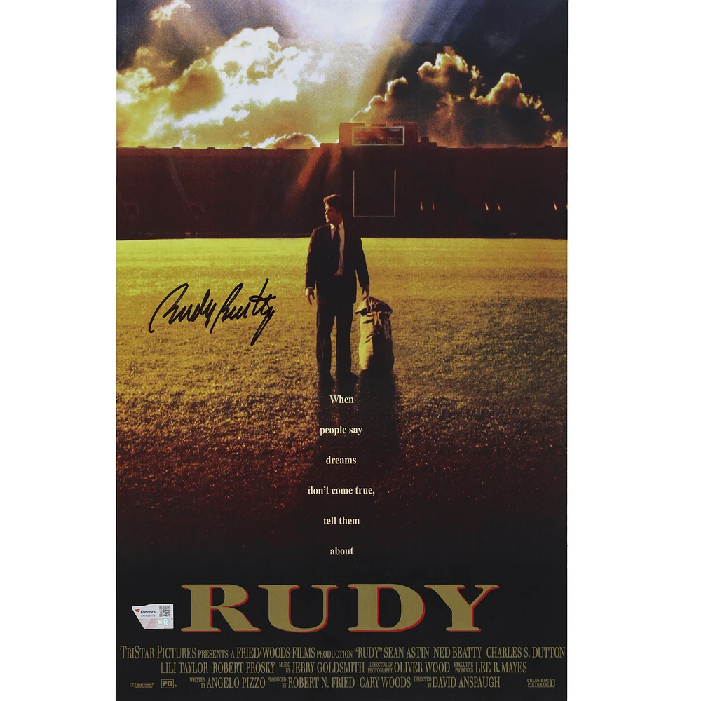 Rudy Ruettiger Notre Dame Fighting Irish Autographed 11" x 17" Movie Poster