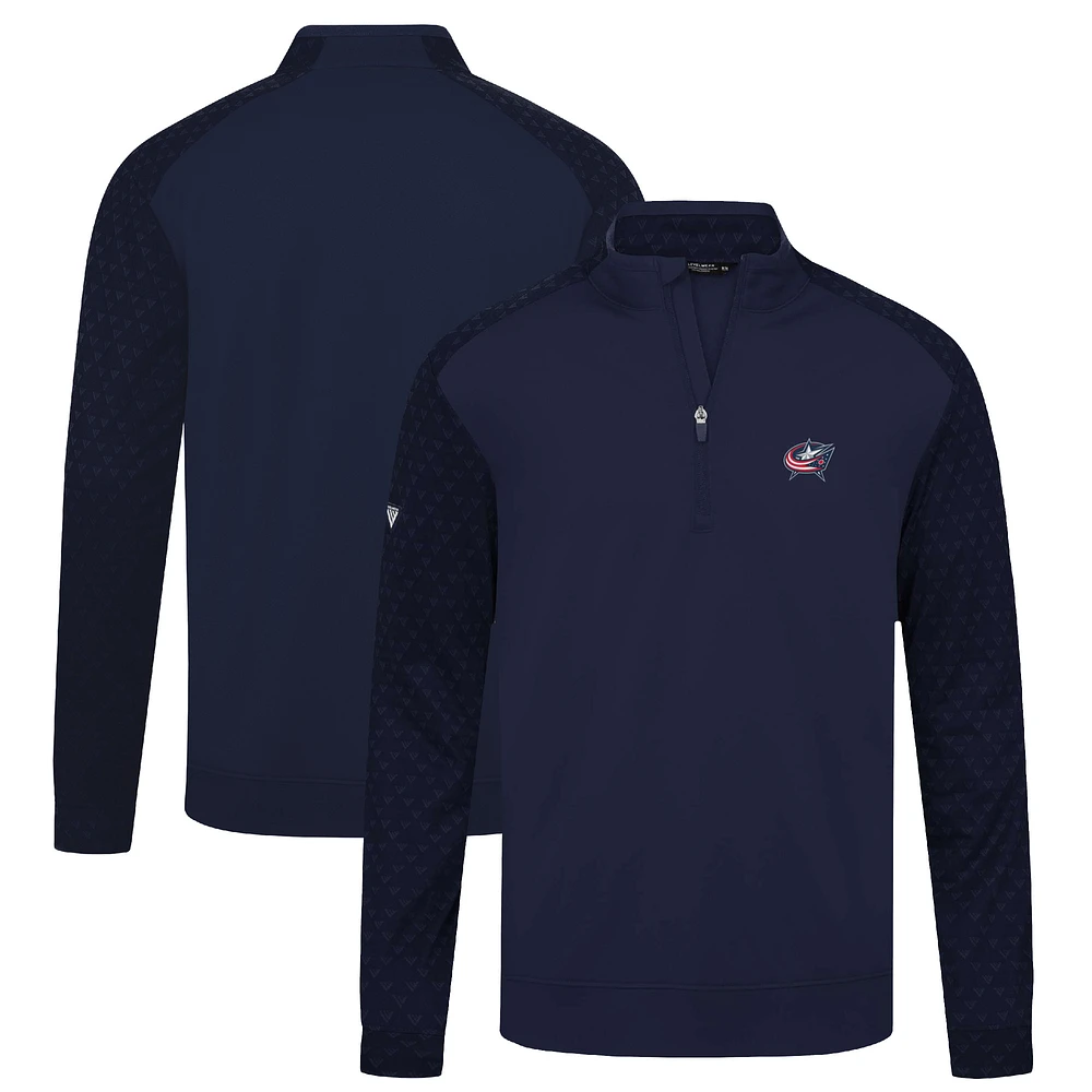 Men's Levelwear Navy Columbus Blue Jackets Aztec Insignia Core Quarter-Zip Pullover Top