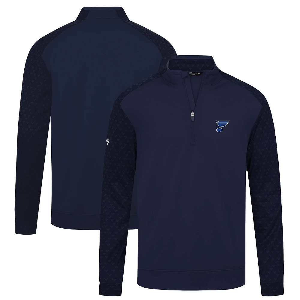 Men's Levelwear Navy St. Louis Blues Aztec Insignia Core Quarter-Zip Pullover Top