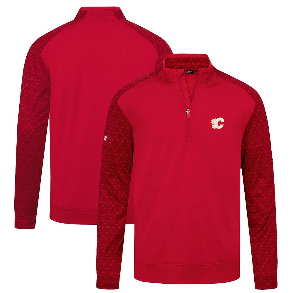 Men's Levelwear Red Calgary Flames Aztec Insignia Core Quarter-Zip Pullover Top