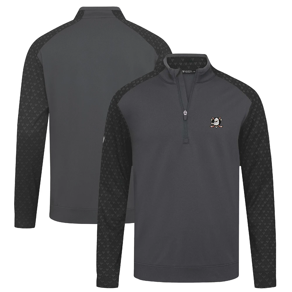 Men's Levelwear Charcoal Anaheim Ducks Aztec Insignia Core Quarter-Zip Pullover Top