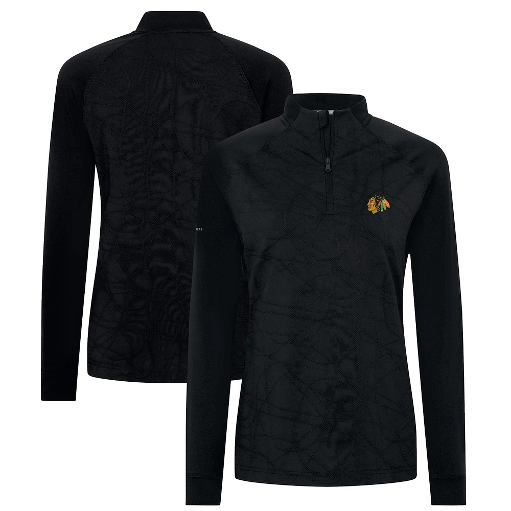 Women's Levelwear Black Chicago Blackhawks Amethyst Insignia Core Quarter-Zip Jacket